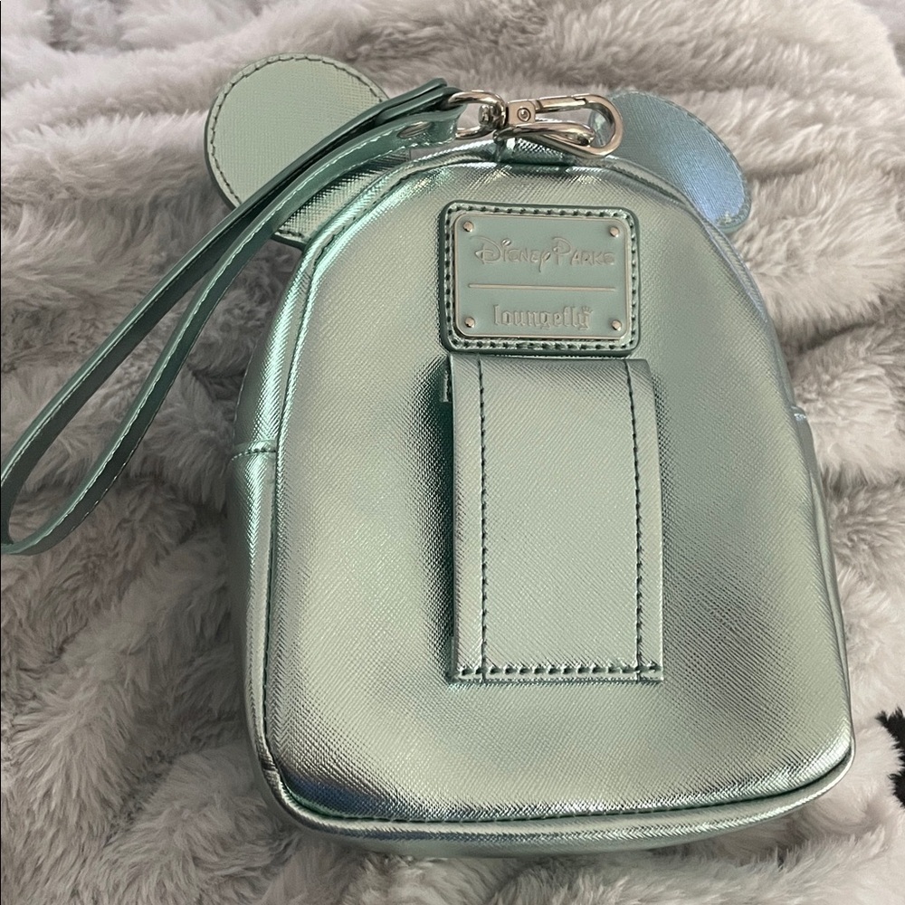 Disney Park Loungefly Mini Backpack Wristelet Teal Sequence - Picture 6 of 9